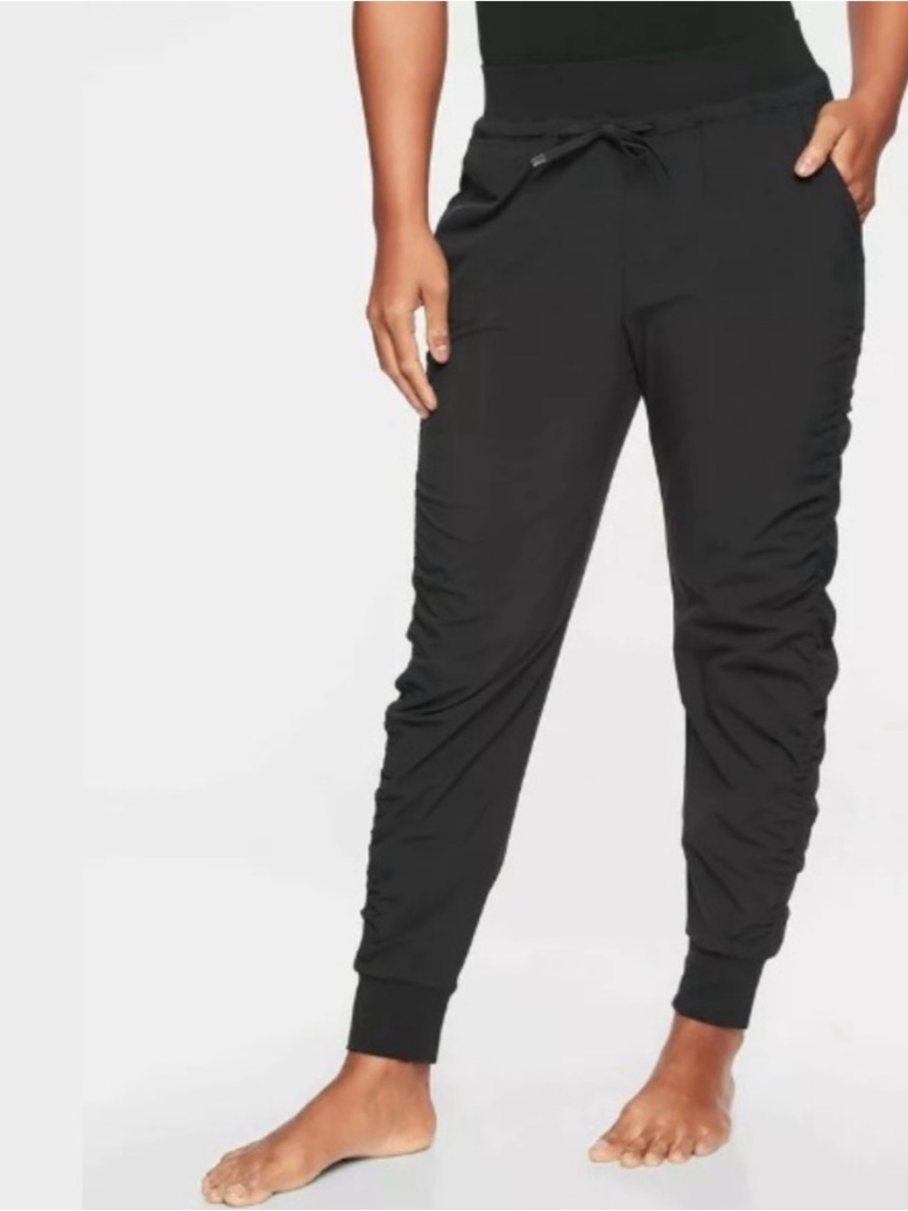 Athleta Attitude Pant Black Ruched Jogger Pants Women’s Size 10